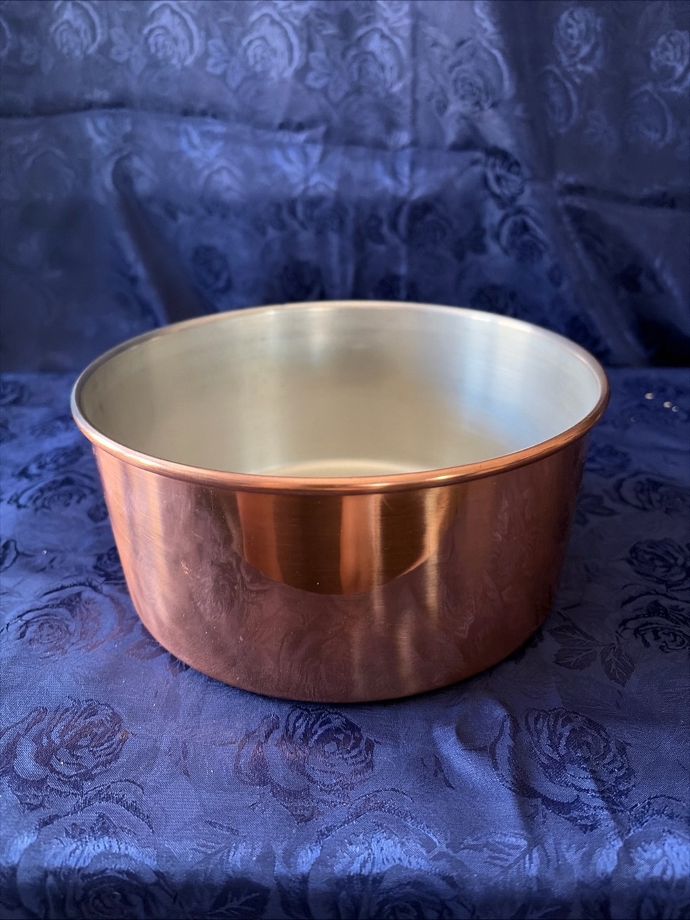 VTG Copper Soufflé Pan W/Tinned Interior 7.5” X 3.5” Round Baking Dish